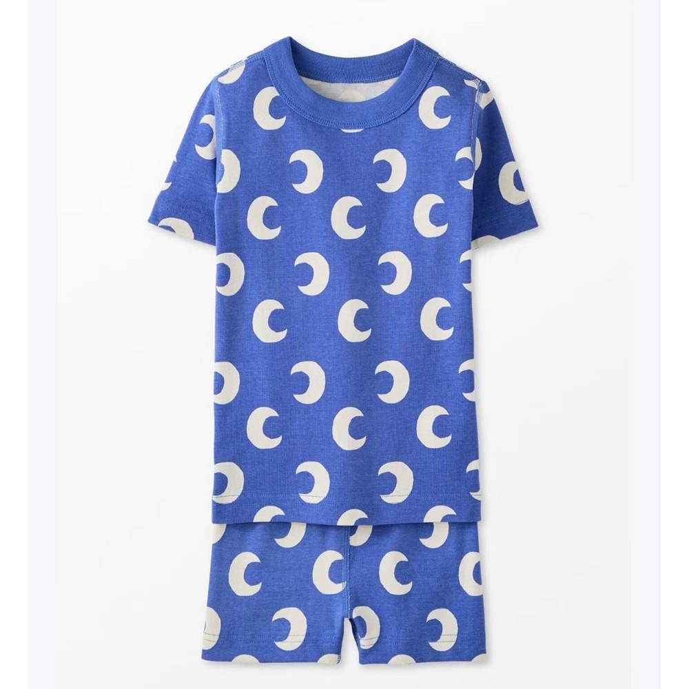 Hanna Andersson Hannajams Pajama Set Sz 6-7 Celestial Moons Organic Short Sleeve